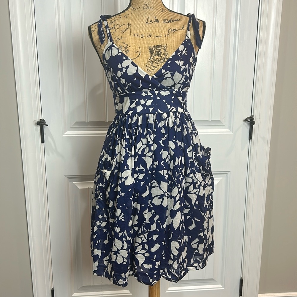Navy and White Floral Women's Dress